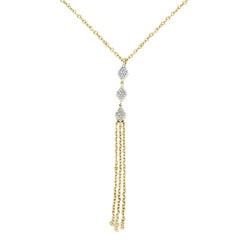 SPECIAL!.10cts 14kt Yellow Gold Round Diamond Drop Dangle Tassel Necklace 18" Long