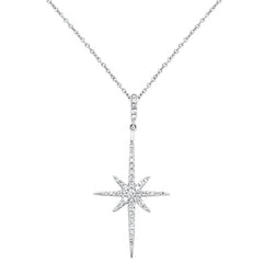 DIAMOND CLOSEOUT! .19cts 14kt White Gold Round Starburst Diamond Pendant Necklace 18" Long