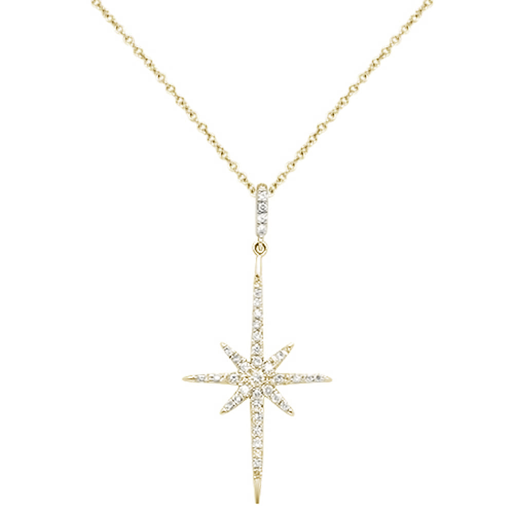 DIAMOND CLOSEOUT! .20cts 14kt Yellow Gold Round Starburst Diamond Pendant Necklace 18" Long