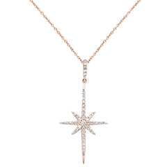 DIAMOND CLOSEOUT! .21ct 14K Rose Gold Diamond Starburst Pendant Necklace 18"