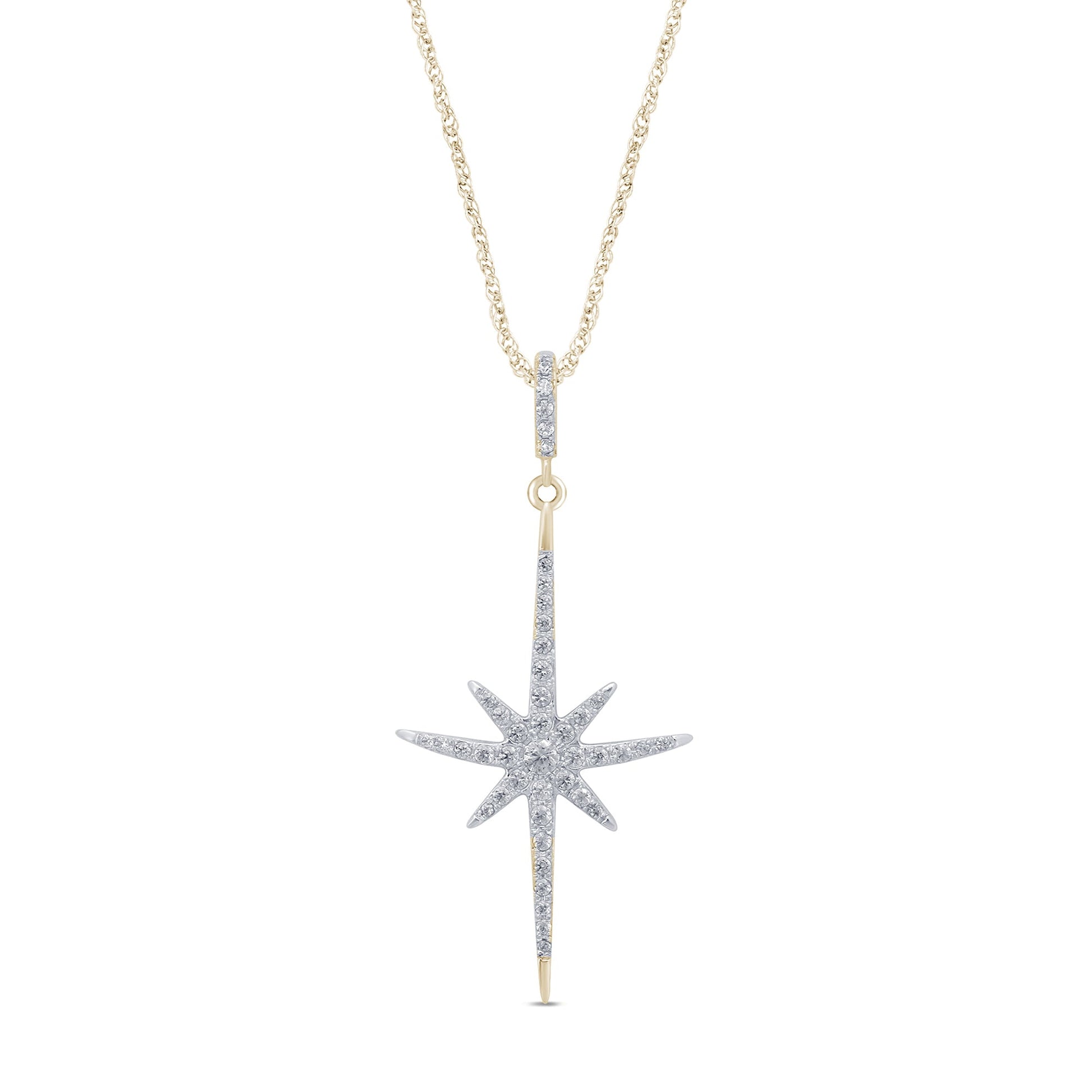 DIAMOND CLOSEOUT! .20cts 14kt Yellow Gold Round Starburst Diamond Pendant Necklace 18" Long