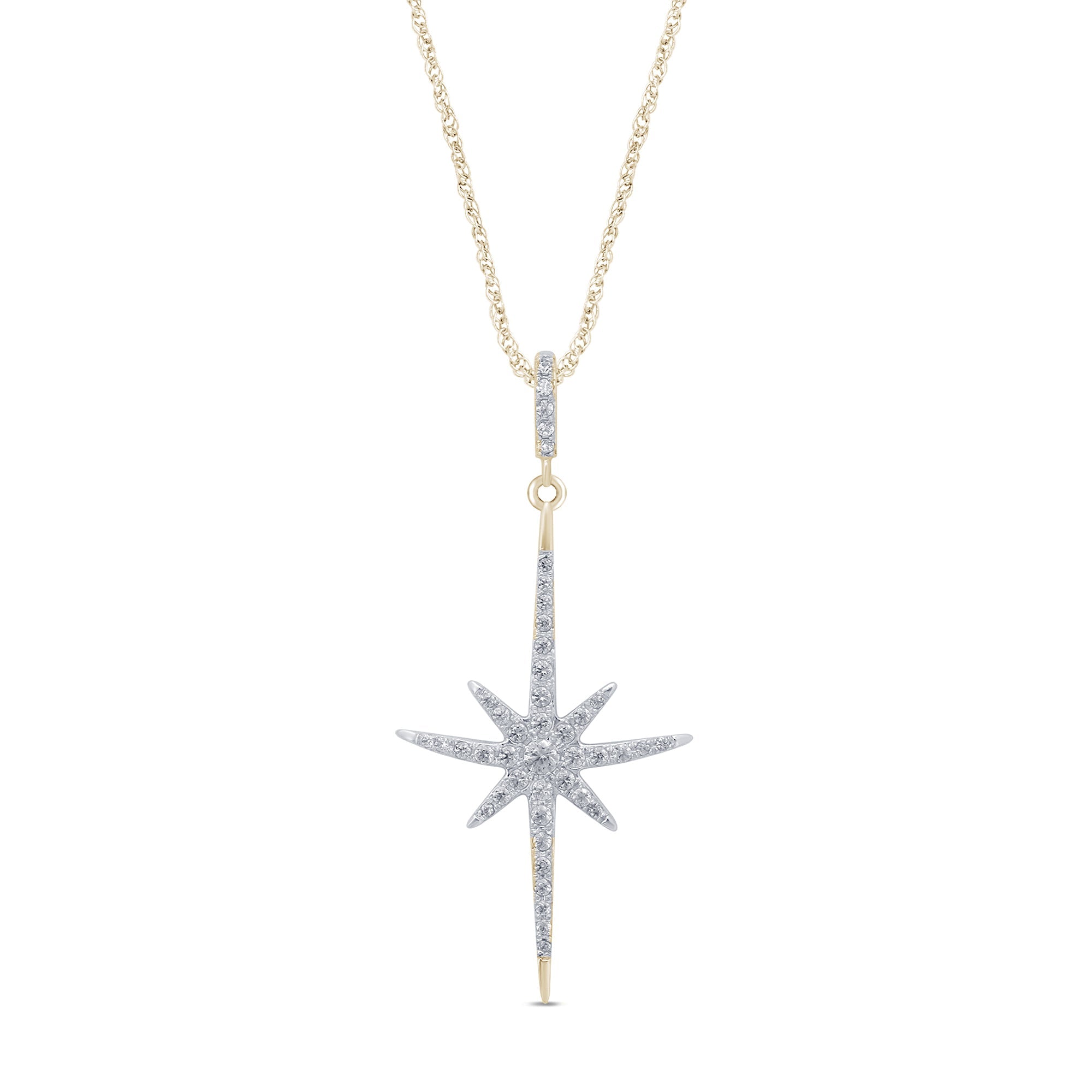 DIAMOND CLOSEOUT! .20cts 14kt Yellow Gold Round Starburst Diamond Pendant Necklace 18" Long
