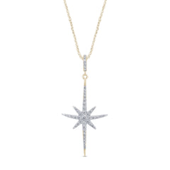 DIAMOND CLOSEOUT! .20cts 14kt Yellow Gold Round Starburst Diamond Pendant Necklace 18" Long