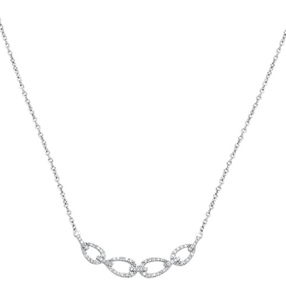 DIAMOND CLOSEOUT! .37cts 14kt White Gold Round Diamond Link Pendant Necklace 18" Long