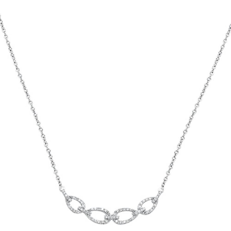 DIAMOND CLOSEOUT! .37cts 14kt White Gold Round Diamond Link Pendant Necklace 18" Long