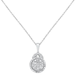DIAMOND CLOSEOUT! .58cts 14kt White Gold Round Diamond Pendant Necklace 18" Long