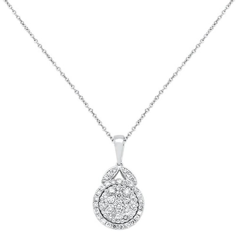 DIAMOND CLOSEOUT! .58cts 14kt White Gold Round Diamond Pendant Necklace 18" Long