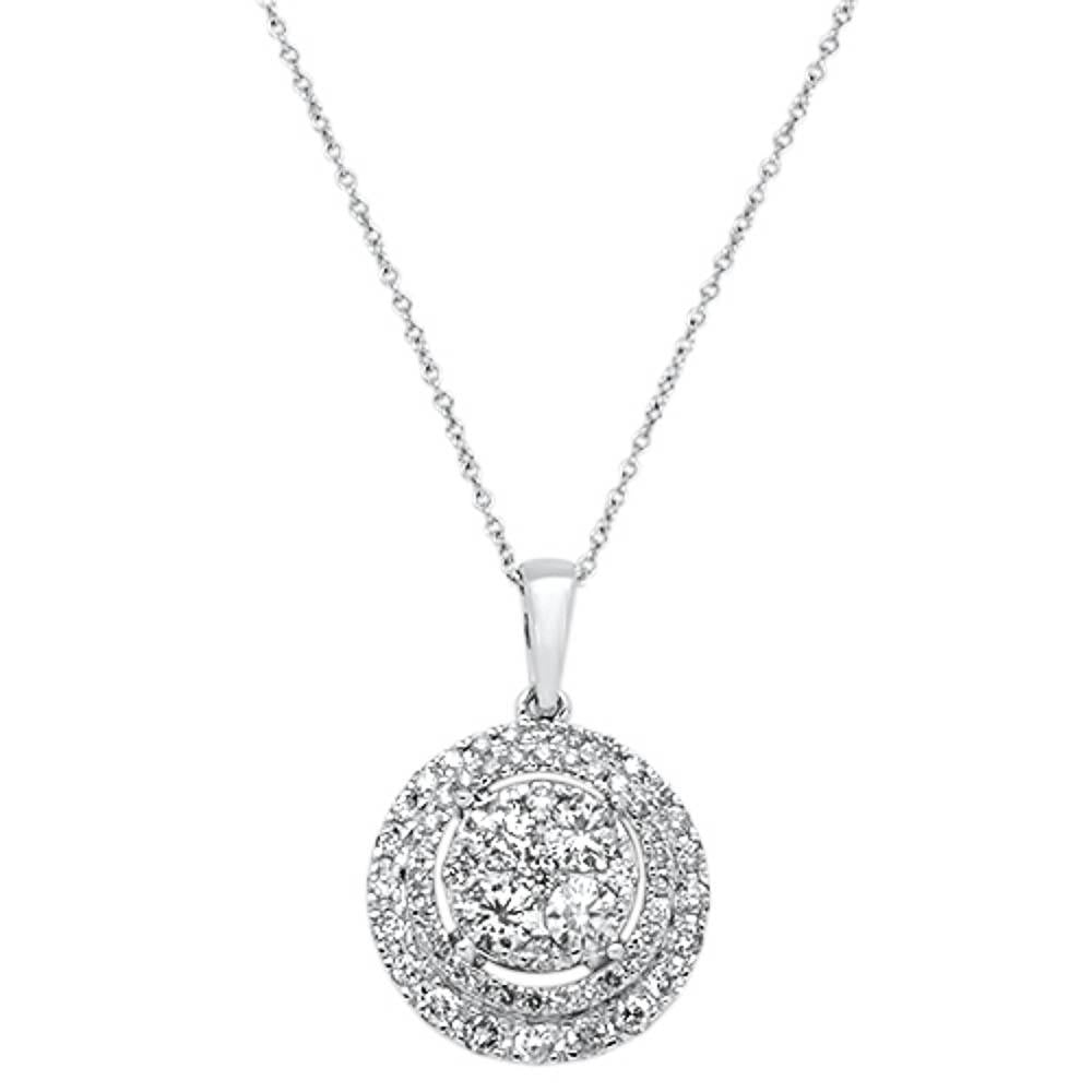 DIAMOND CLOSEOUT!  .98ct 14K White Gold Round Diamond Pendant Necklace 18" Long