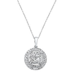 DIAMOND CLOSEOUT!  .98ct 14K White Gold Round Diamond Pendant Necklace 18" Long