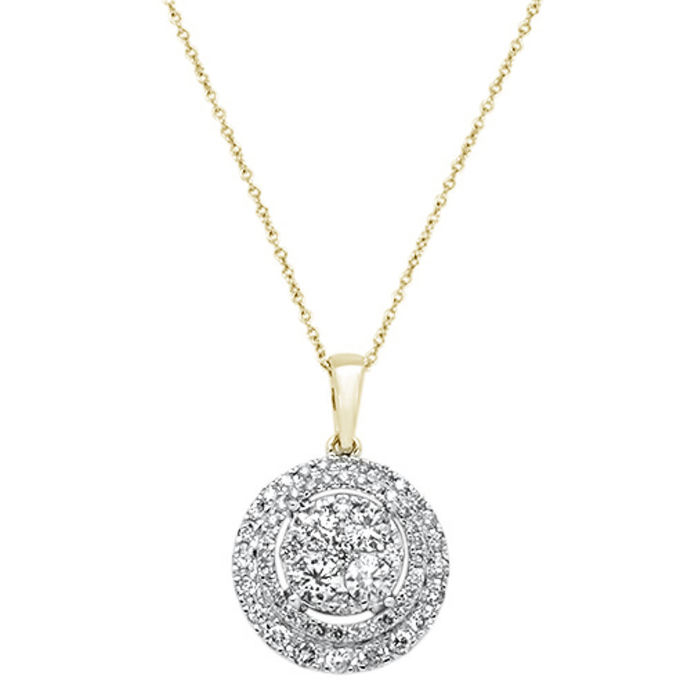 DIAMOND CLOSEOUT! 1.10ct 14k Yellow Gold Round Diamond Pendant Necklace 18" Long