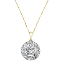 DIAMOND CLOSEOUT! 1.10ct 14k Yellow Gold Round Diamond Pendant Necklace 18" Long