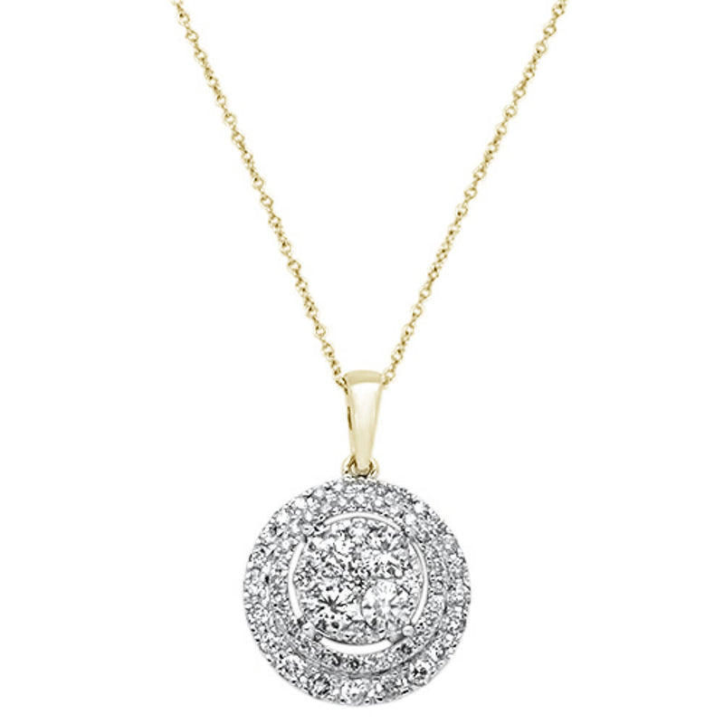 DIAMOND CLOSEOUT! 1.10ct 14k Yellow Gold Round Diamond Pendant Necklace 18" Long