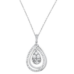 DIAMOND CLOSEOUT! .92cts 14kt White Gold Round Diamond Pear Drop Pendant Necklace 18" Long