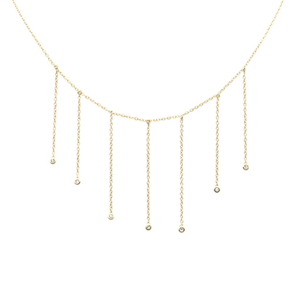 SPECIAL! .14ct G SI 14K Yellow Gold Diamond Dangling Bezel Pendant Necklace 16" Long