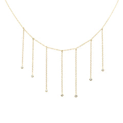 SPECIAL! .14ct G SI 14K Yellow Gold Diamond Dangling Bezel Pendant Necklace 16" Long