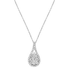 DIAMOND CLOSEOUT! .74cts 14kt White Gold Round Diamond Antique Drop Pendant Necklace 18" Long