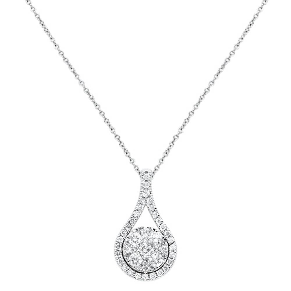 DIAMOND CLOSEOUT!  .79cts 14kt White Gold Round Diamond Drop Pendant Necklace 18" Long