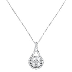 DIAMOND CLOSEOUT!  .79cts 14kt White Gold Round Diamond Drop Pendant Necklace 18" Long