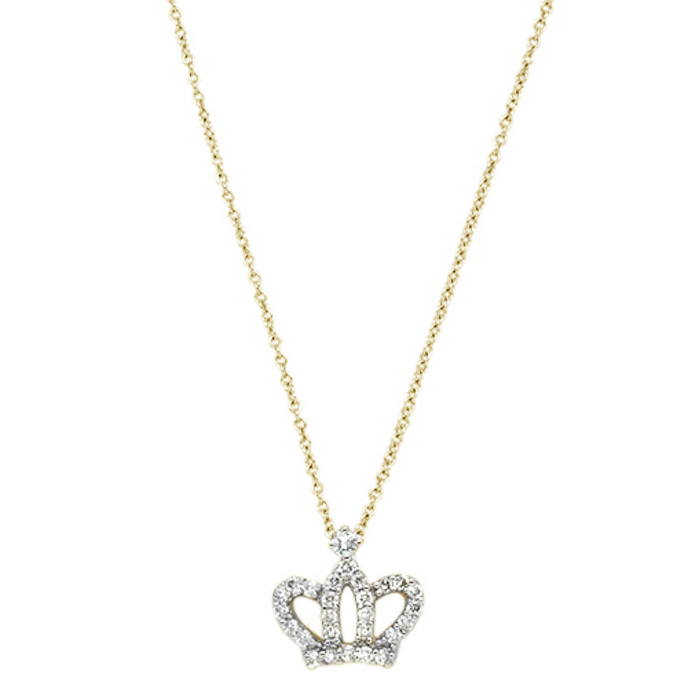 DIAMOND CLOSEOUT! .23ct 14kt Yellow Gold Round Diamond Crown Princess Pendant Necklace 18"