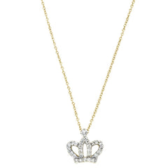 DIAMOND CLOSEOUT! .23ct 14kt Yellow Gold Round Diamond Crown Princess Pendant Necklace 18"