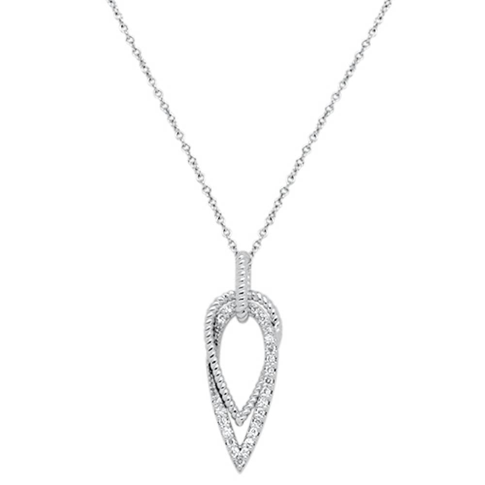 DIAMOND CLOSEOUT! .15cts 14kt White Gold Unique Round Diamond Pendant Necklace 18" Long