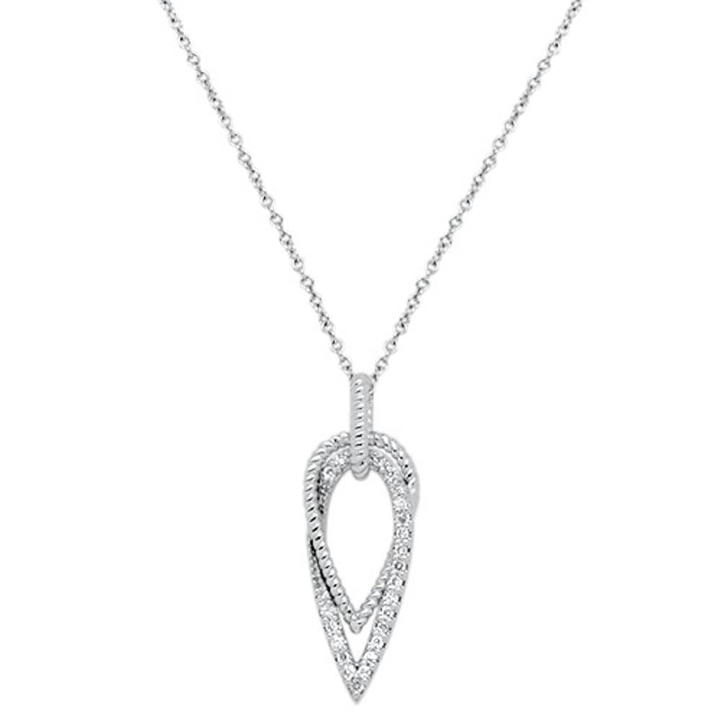 DIAMOND CLOSEOUT! .15cts 14kt White Gold Unique Round Diamond Pendant Necklace 18" Long