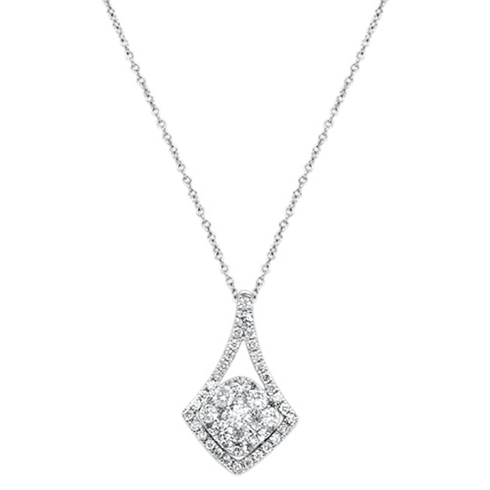 DIAMOND CLOSEOUT!  .73cts 14kt White Gold Round Diamond Unique Pendant Necklace 18" Long