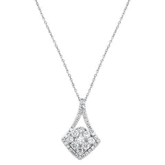 DIAMOND CLOSEOUT!  .73cts 14kt White Gold Round Diamond Unique Pendant Necklace 18" Long