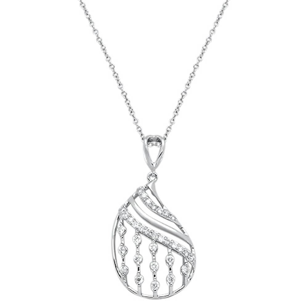 DIAMOND CLOSEOUT! .35cts 14kt White Gold Round Diamond Filigree Pendant Necklace 18" Long