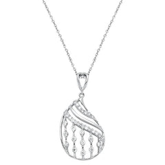 DIAMOND CLOSEOUT! .35cts 14kt White Gold Round Diamond Filigree Pendant Necklace 18" Long