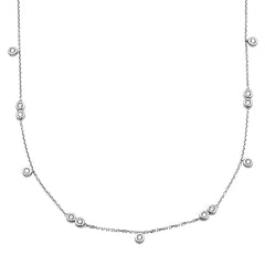 DIAMOND CLOSEOUT!  .35cts 14kt White Gold Round Diamond Station Pendant Necklace 18" Long
