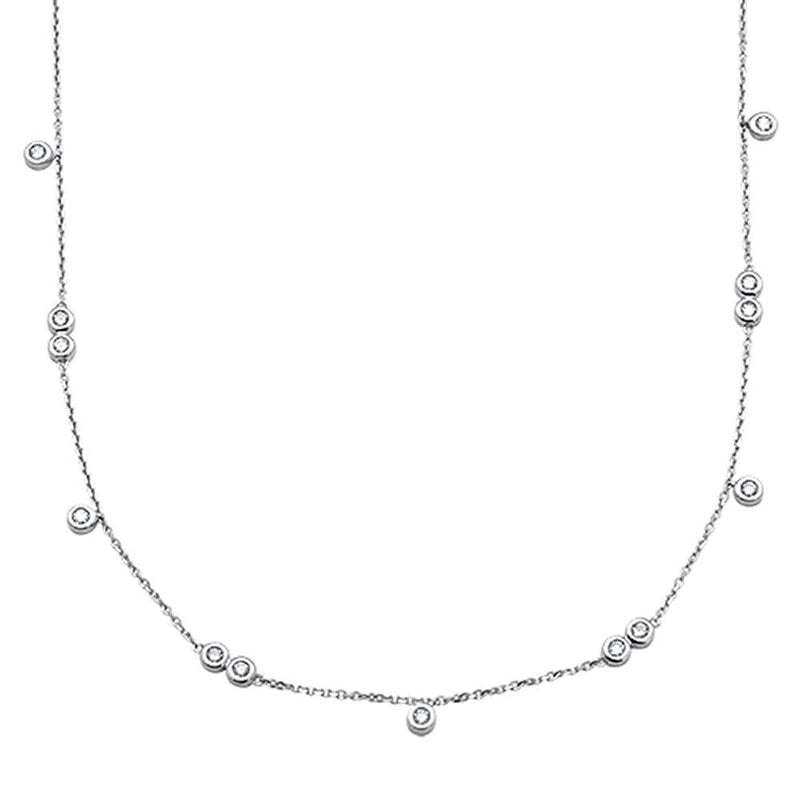 DIAMOND CLOSEOUT!  .35cts 14kt White Gold Round Diamond Station Pendant Necklace 18" Long