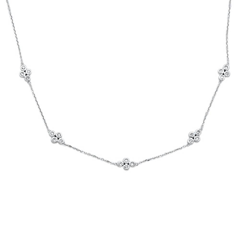 DIAMOND CLOSEOUT! .26cts 14kt White Gold Round Diamond Station Pendant Necklace 18" Long