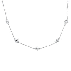 DIAMOND CLOSEOUT! .26cts 14kt White Gold Round Diamond Station Pendant Necklace 18" Long