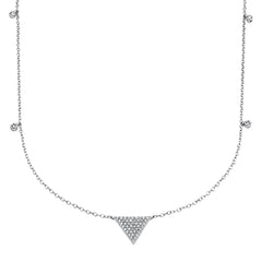 DIAMOND CLOSEOUT!  .24cts 14kt White Gold Round Diamond Triangle Pendant Necklace 18" Long