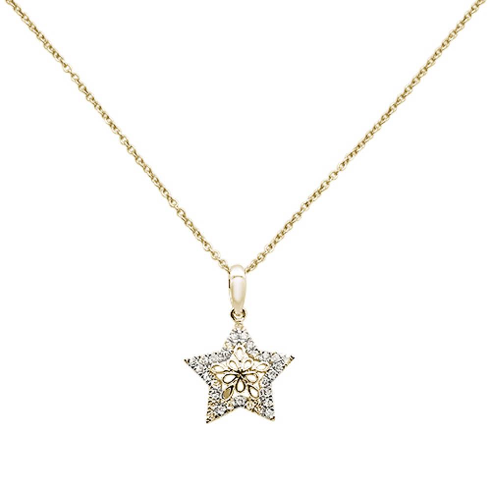 DIAMOND CLOSEOUT!  .17ct 14k Yellow Gold Diamond Filigree Star Pendant Necklace 18" Long