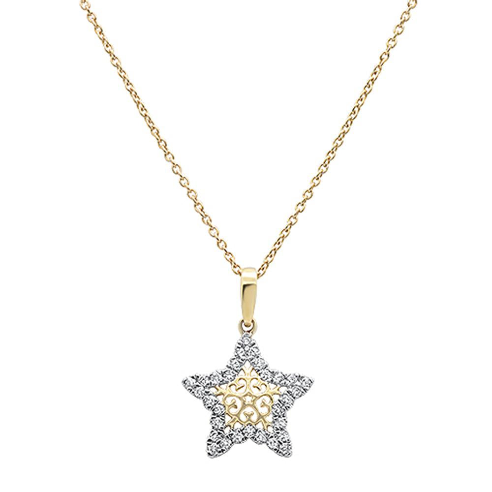 DIAMOND CLOSEOUT! .18ct 14k Yellow Gold Diamond Star Charm Pendant Necklace 18"Long
