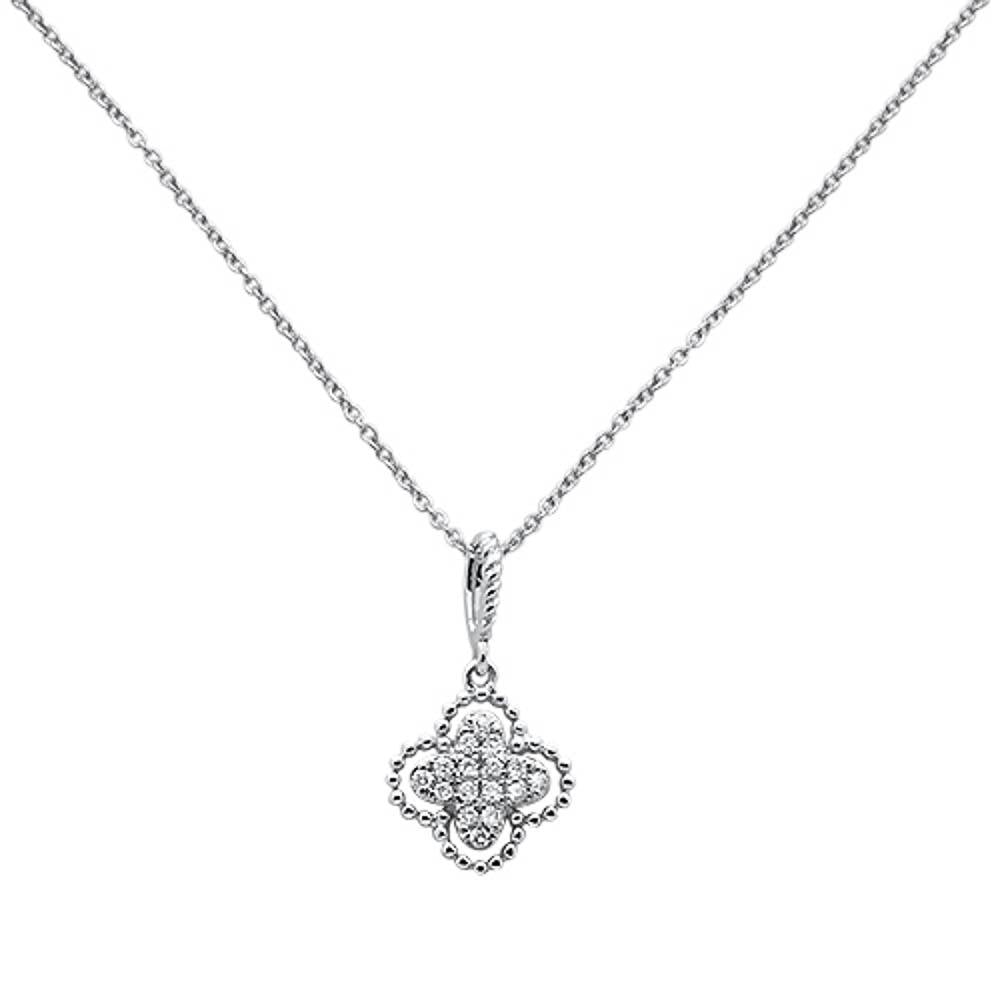 DIAMOND CLOSEOUT! .08ct 14k White Gold Antique Flower Diamond Pendant Necklace 18" Long Chain