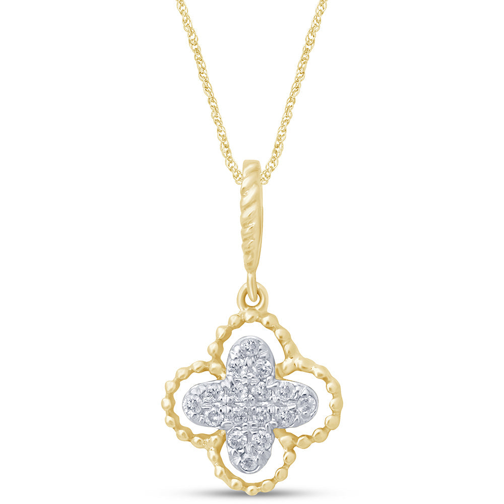 DIAMOND CLOSEOUT! .08ct 14k Yellow Gold Antique Flower Diamond Pendant