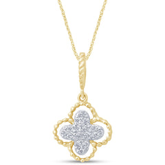DIAMOND CLOSEOUT! .08ct 14k Yellow Gold Antique Flower Diamond Pendant