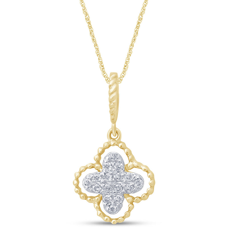 DIAMOND CLOSEOUT! .08ct 14k Yellow Gold Antique Flower Diamond Pendant