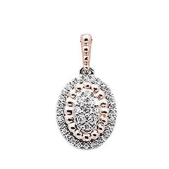 DIAMOND CLOSEOUT!  .26ct 14k Two Tone Diamond Antique Style Pendant Necklace 18" Long