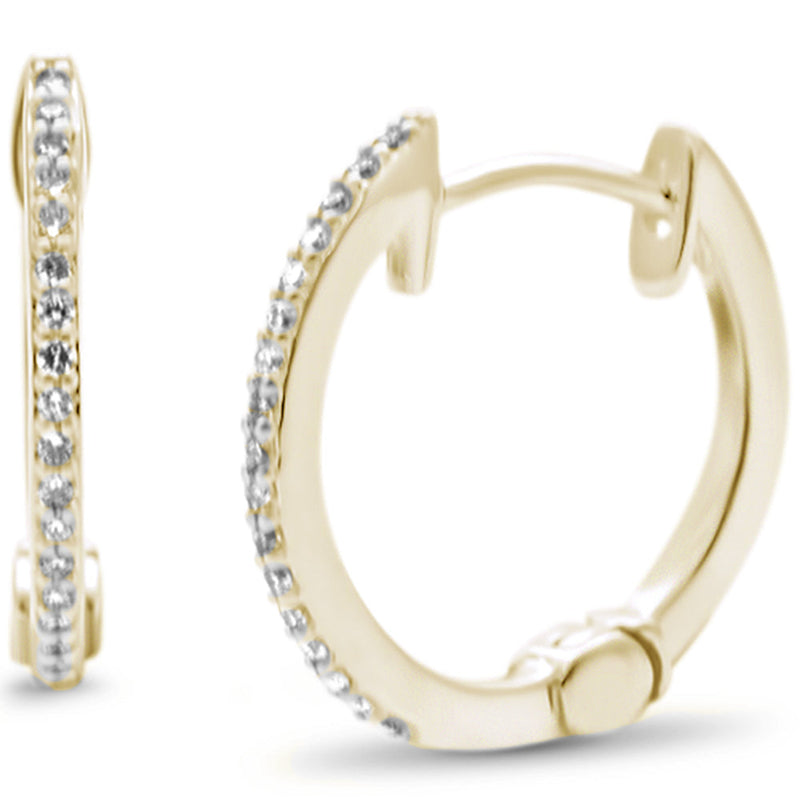 DIAMOND CLOSEOUT! .09ct G SI 14K Yellow Gold Diamond Hoop Huggie Earrings