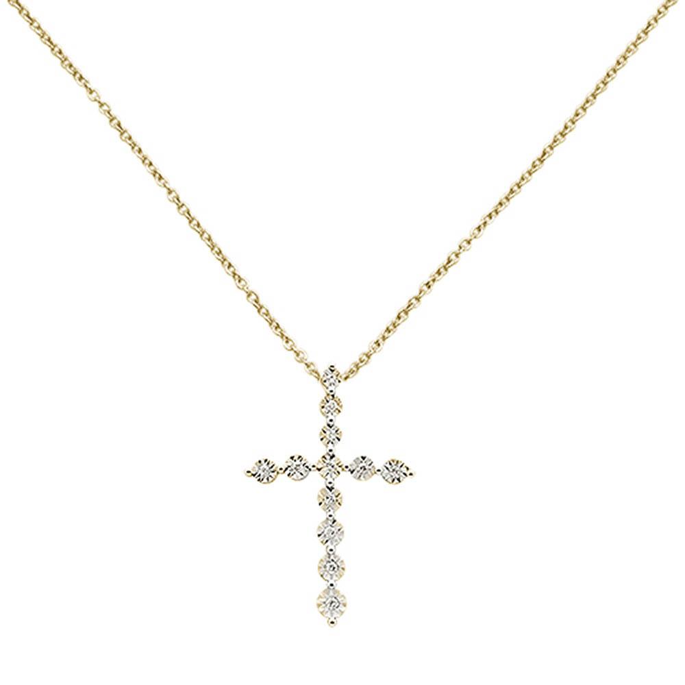 DIAMOND CLOSEOUT! .09ct 14k Yellow Gold Diamond Cross Pendant Necklace 18" Long