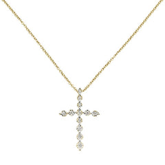 DIAMOND CLOSEOUT! .09ct 14k Yellow Gold Diamond Cross Pendant Necklace 18" Long