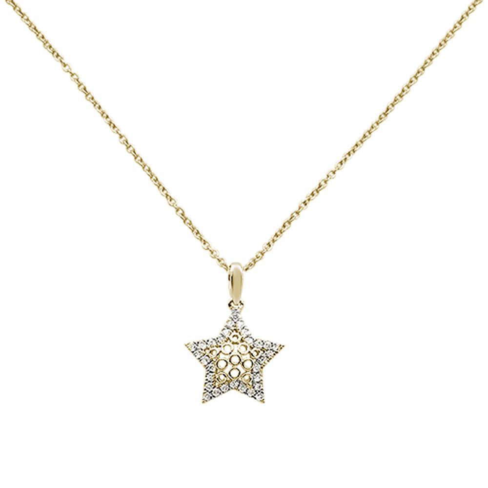 DIAMOND CLOSEOUT!  .18ct 14k Yellow Gold Diamond Filigree Star Pendant Necklace 18" Long