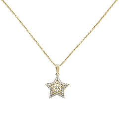 DIAMOND CLOSEOUT!  .18ct 14k Yellow Gold Diamond Filigree Star Pendant Necklace 18" Long