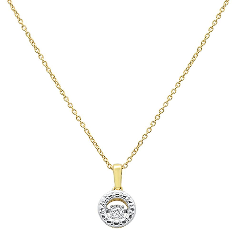 DIAMOND CLOSEOUT!  .03ct 14k Yellow Gold Dancing Diamond Solitaire Pendant Necklace 18"Long