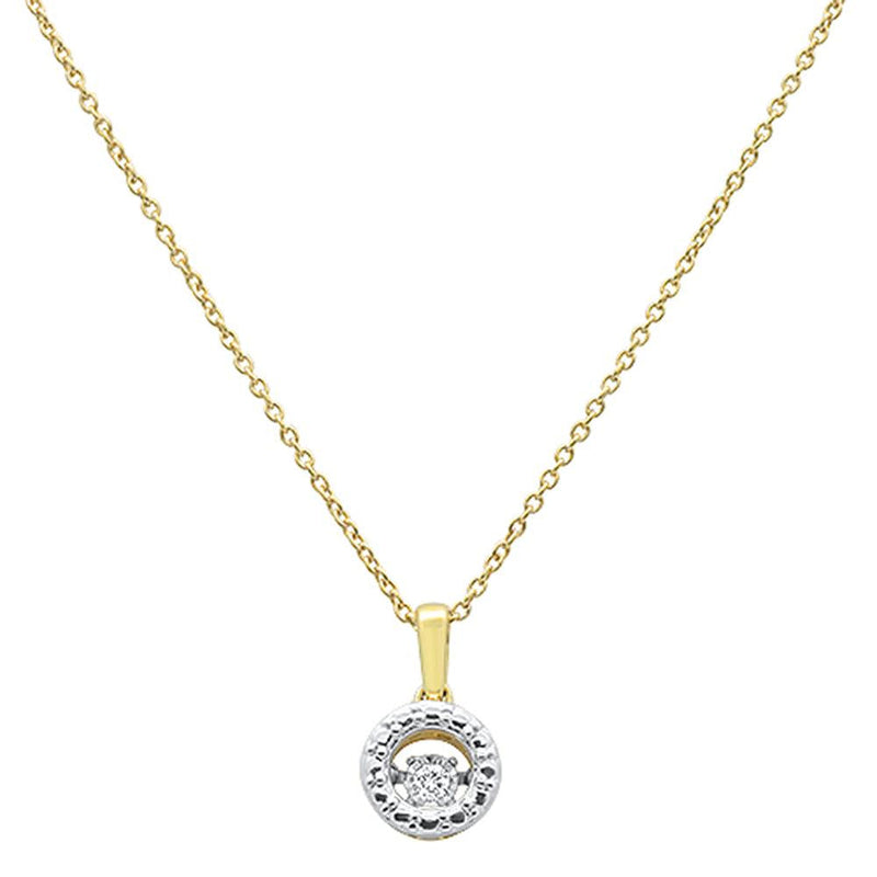 DIAMOND CLOSEOUT!  .03ct 14k Yellow Gold Dancing Diamond Solitaire Pendant Necklace 18"Long