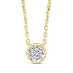 DIAMOND CLOSEOUT! .10ct 14k Yellow Gold Diamond Solitaire Drop Bezel Pendant Necklace 18"